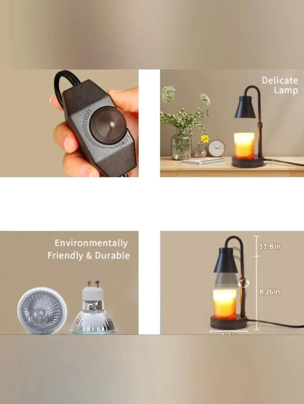 🔸️NIB Black Metal Adjustable Electric Candle Warming Lamp